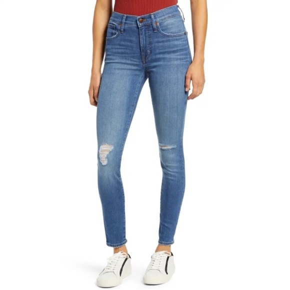 New MADEWELL 9" High Rise Skinny Jeans In Wilcrest Wash Size 32 - Picture 2 of 16